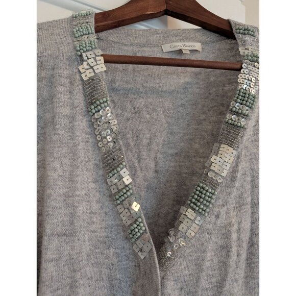 Y2K Costa Blanca grey and jeweled cardigan size M - Picture 2 of 5